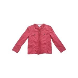 Vintage Women's Coldwater Creek Jacket PM Cotton Red Brocade Ruffles